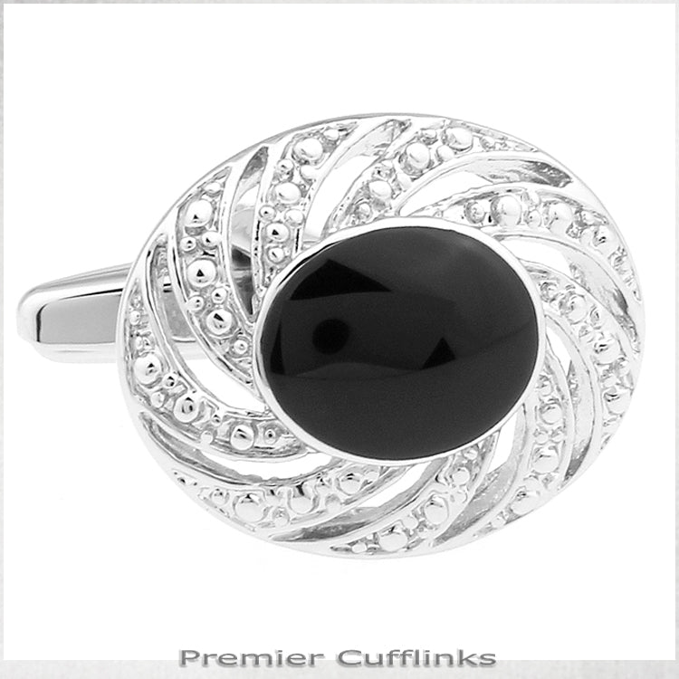 Silver Twist with Black Inset Cufflinks