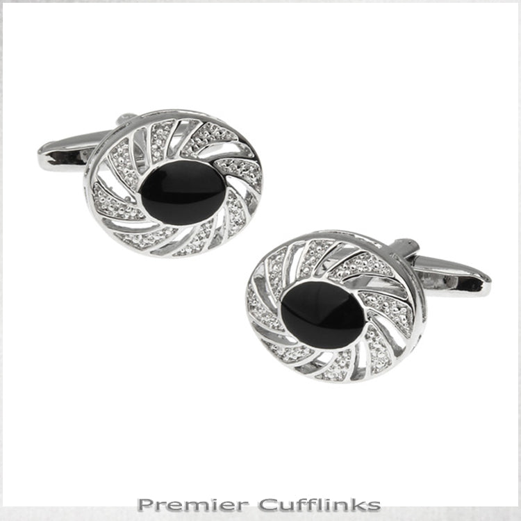 Silver Twist with Black Inset Cufflinks