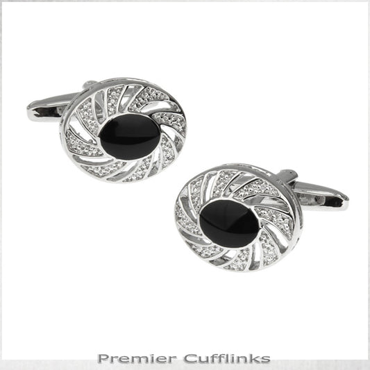 Silver Twist with Black Inset Cufflinks