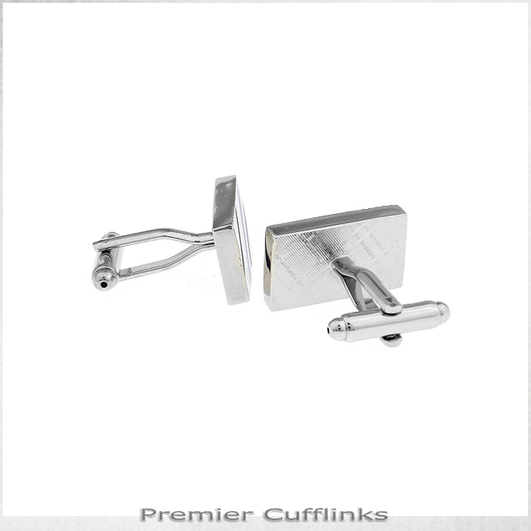 Silver With Black and Purple Diagonal Stripes Cufflinks