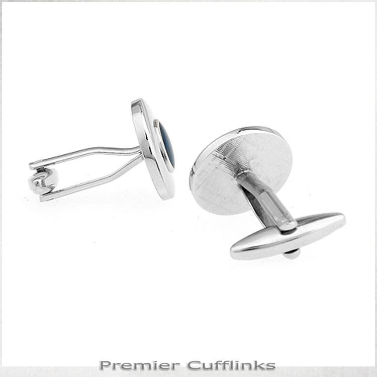 Silver With Azure Blue Inset Cufflinks