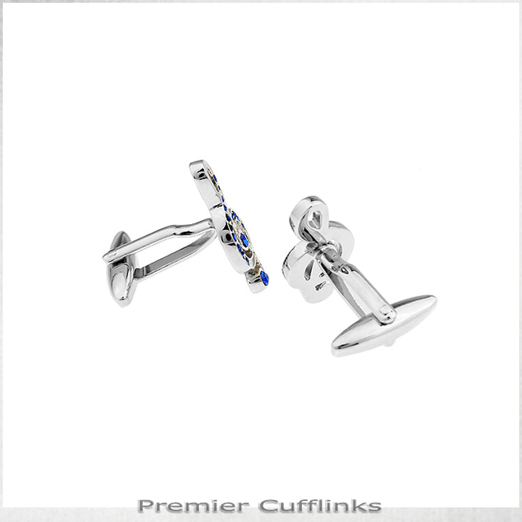 Silver With Blue Treble Clef Cufflinks