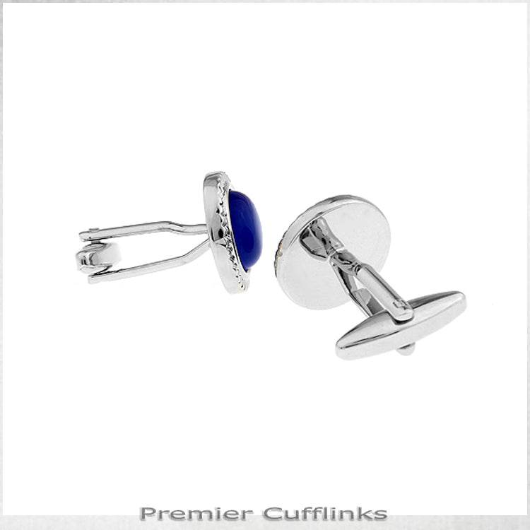 Silver With Electric Blue Inset Cufflinks