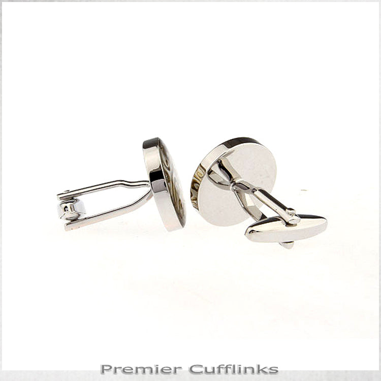 Silver with Gold Floral Pattern Cufflinks