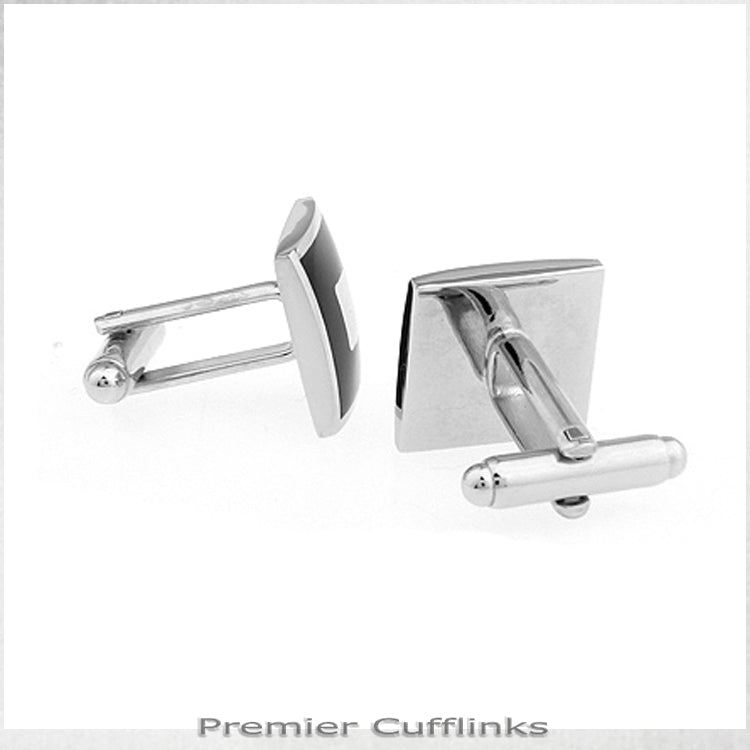 Silver With Inner Black Square Cufflinks