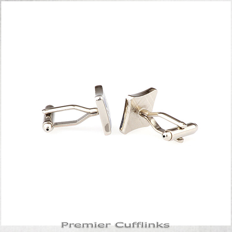 Silver with Light Blue Stone Texture Cufflinks