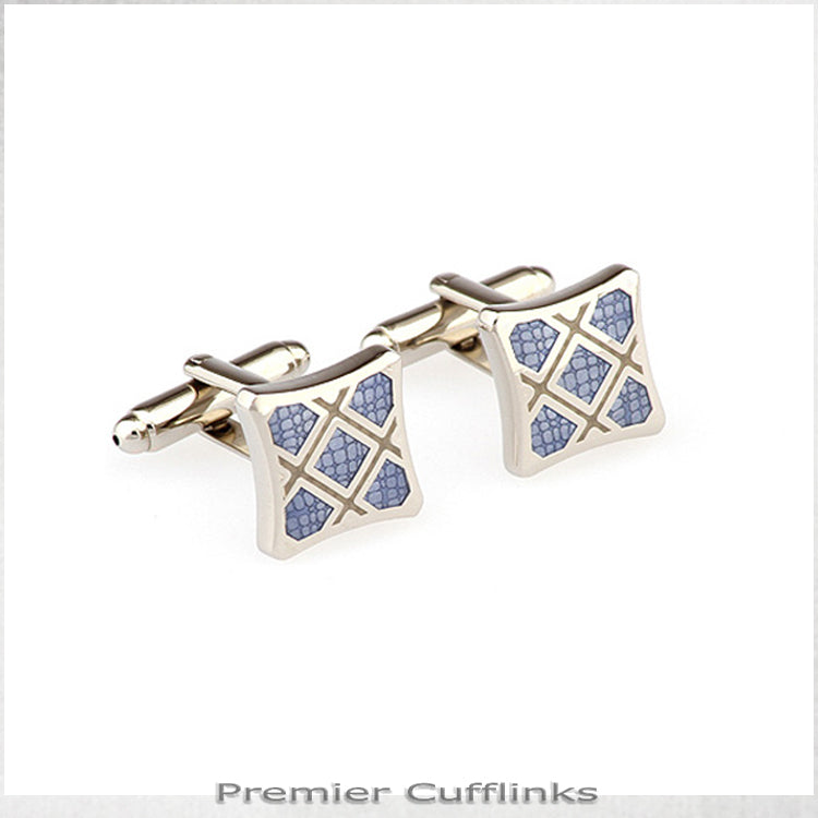 Silver with Light Blue Stone Texture Cufflinks