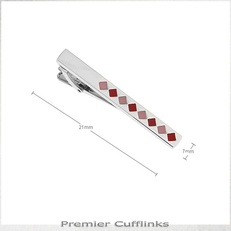 Silver with Red & Pink Diamonds Tie Clip