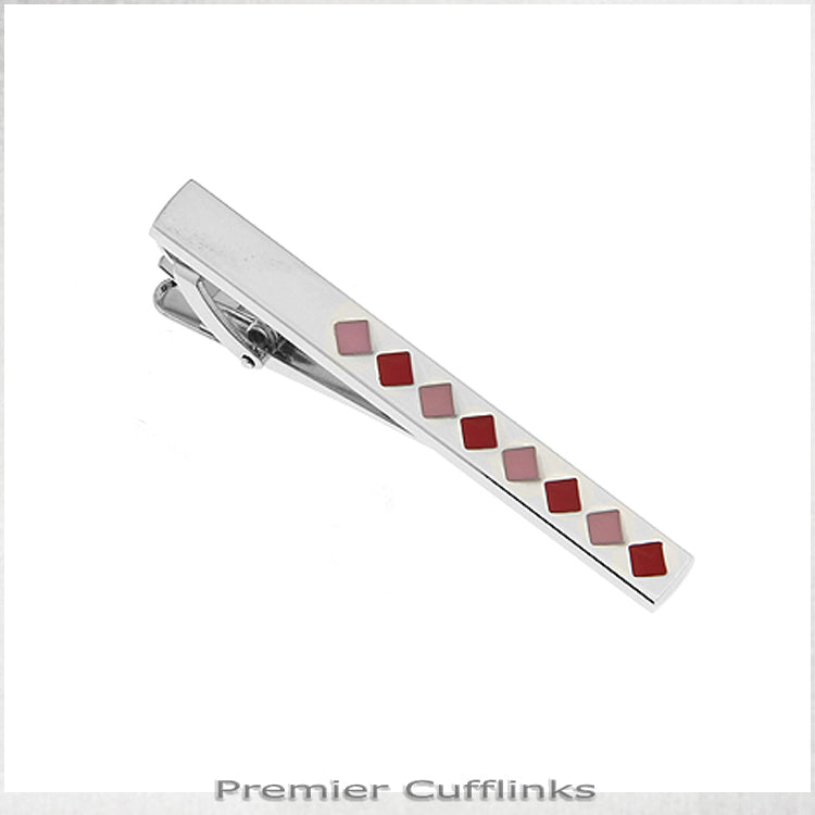 Silver with Red & Pink Diamonds Tie Clip