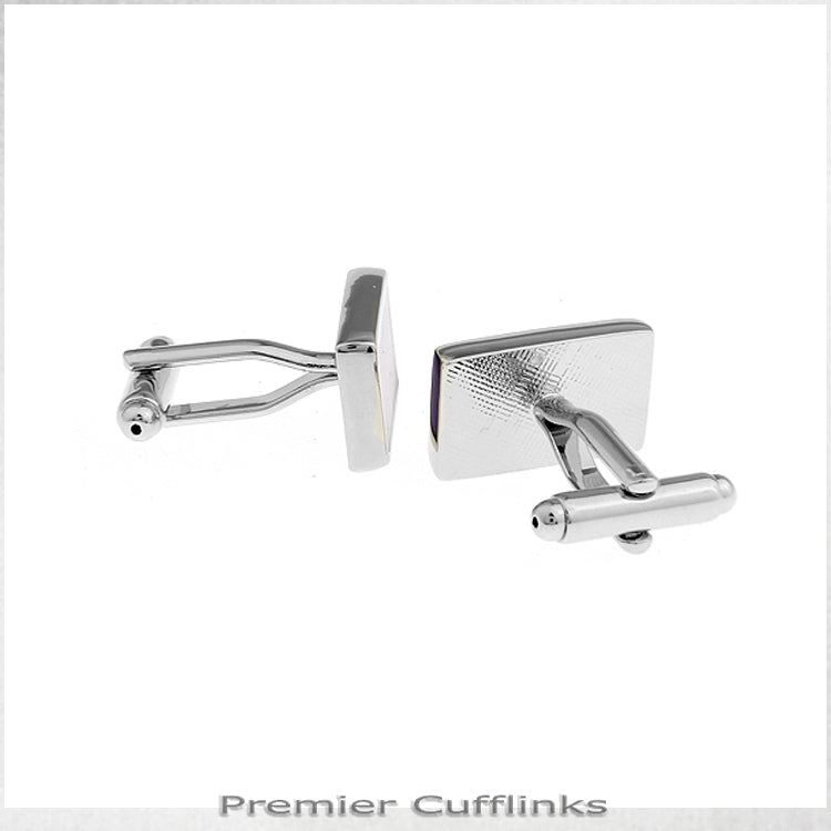 Silver with Purple Thin Stripes Cufflinks