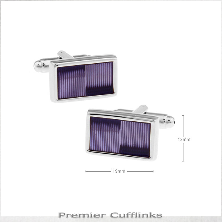 Silver with Purple Thin Stripes Cufflinks