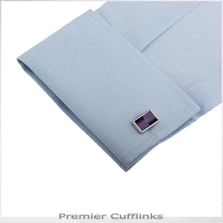 Silver with Purple Thin Stripes Cufflinks