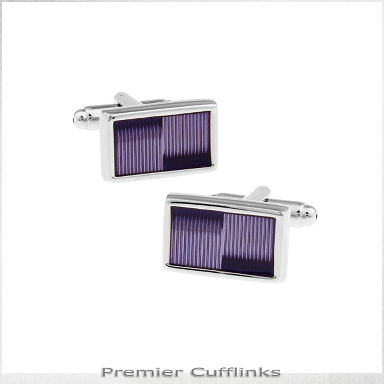 Silver with Purple Thin Stripes Cufflinks