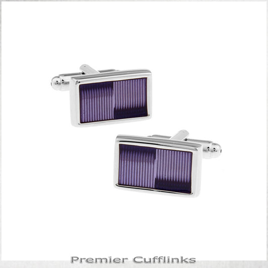 Silver with Purple Thin Stripes Cufflinks