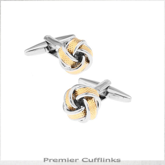 Silver with Ribbed Gold Knot Cufflinks