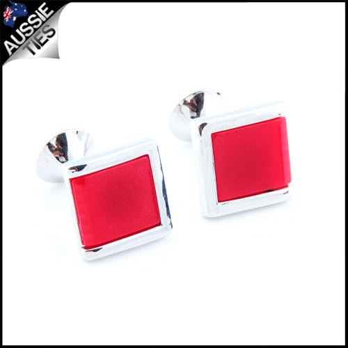 Mens Silver with Rose Pink Inset Cufflinks