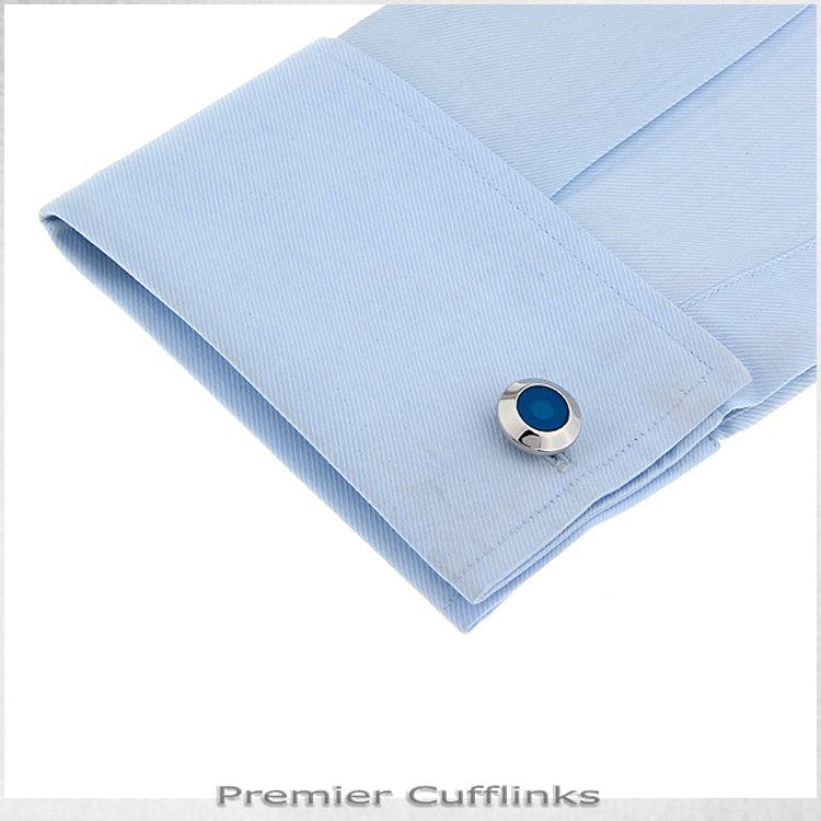 Silver with Teal Inset Cufflinks