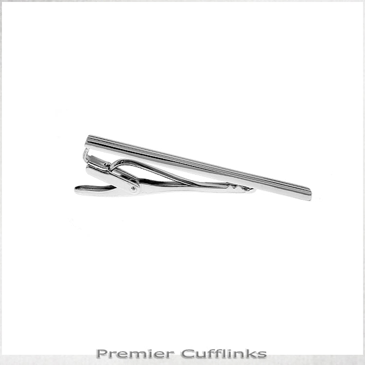 Silver with Black Pinstripe Tie Clip