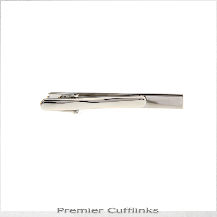 Silver with Black Pinstripe Tie Clip