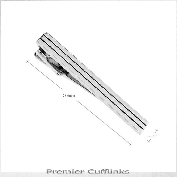 Silver with Black Pinstripe Tie Clip
