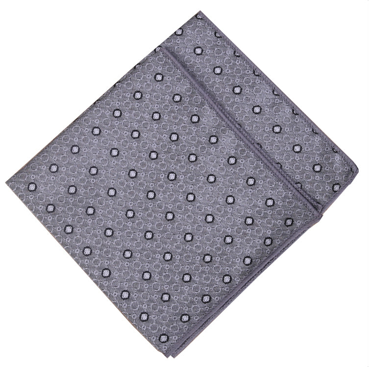 Silver with White Polka Dots Pocket Square