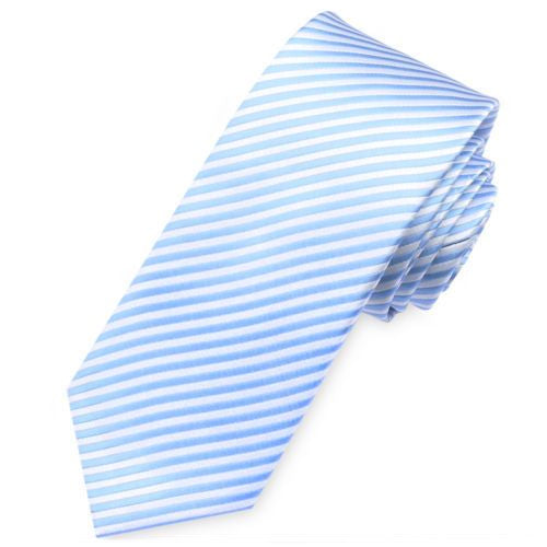 Sky Blue & White Thin Stripes Mens Necktie