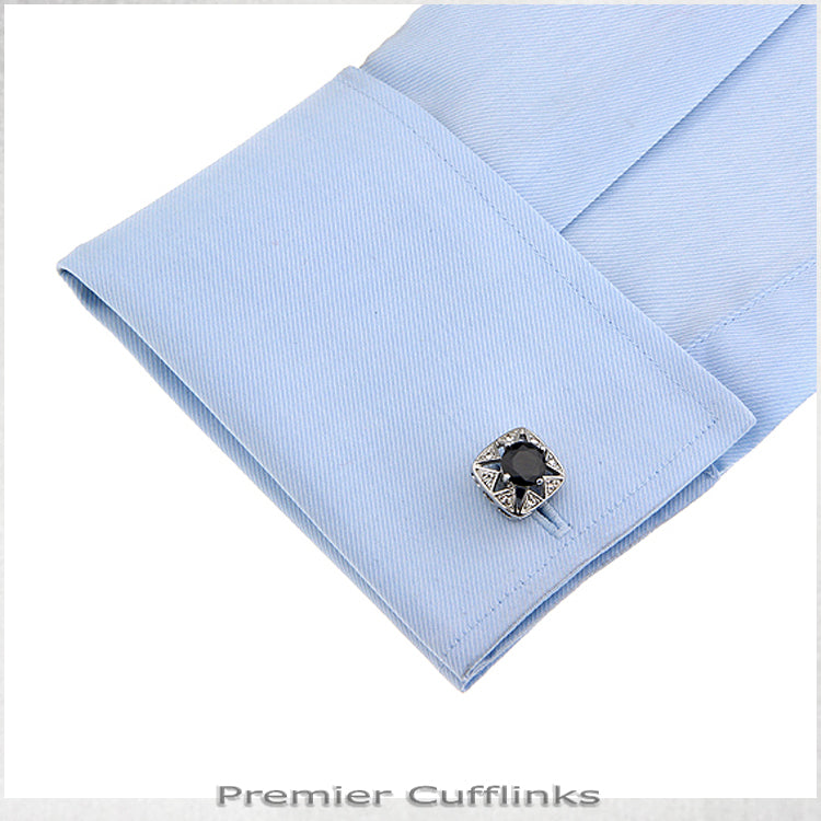 Star Border with Black Inset Cufflinks
