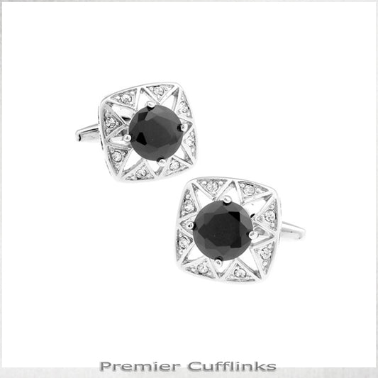 Star Border with Black Inset Cufflinks