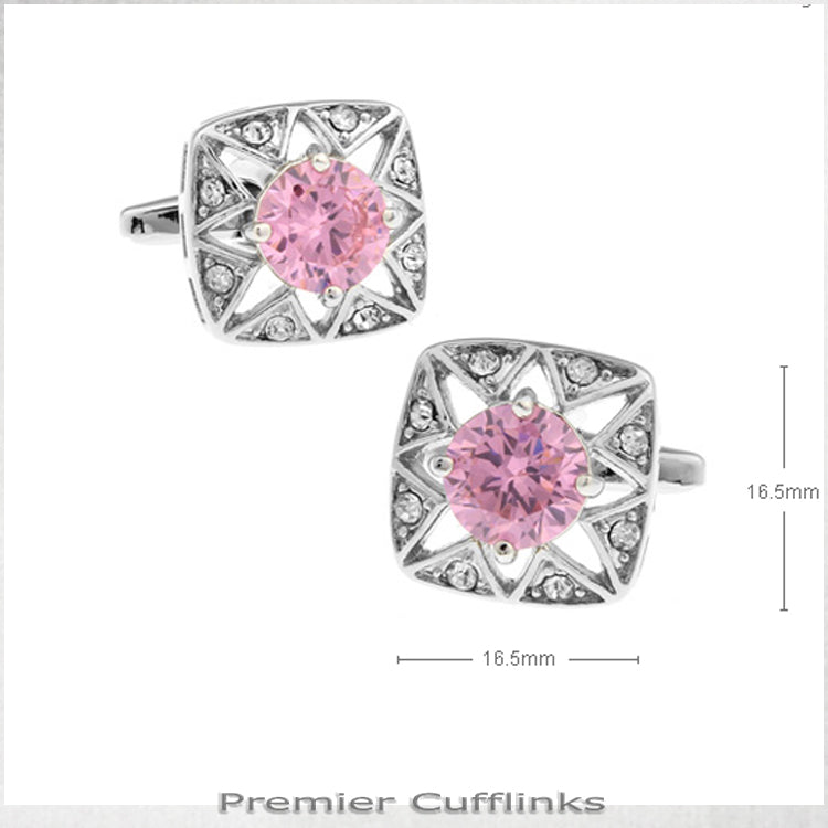 Star Border with Pink Inset Cufflinks