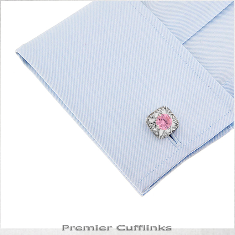 Star Border with Pink Inset Cufflinks