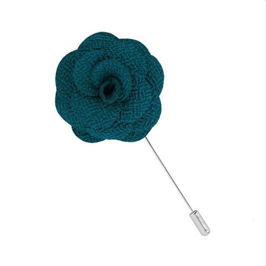 Teal Blue Floral Lapel Pin