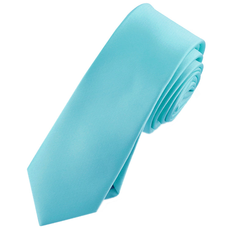 Mens Turquoise Aqua Tiffany Blue Skinny Tie