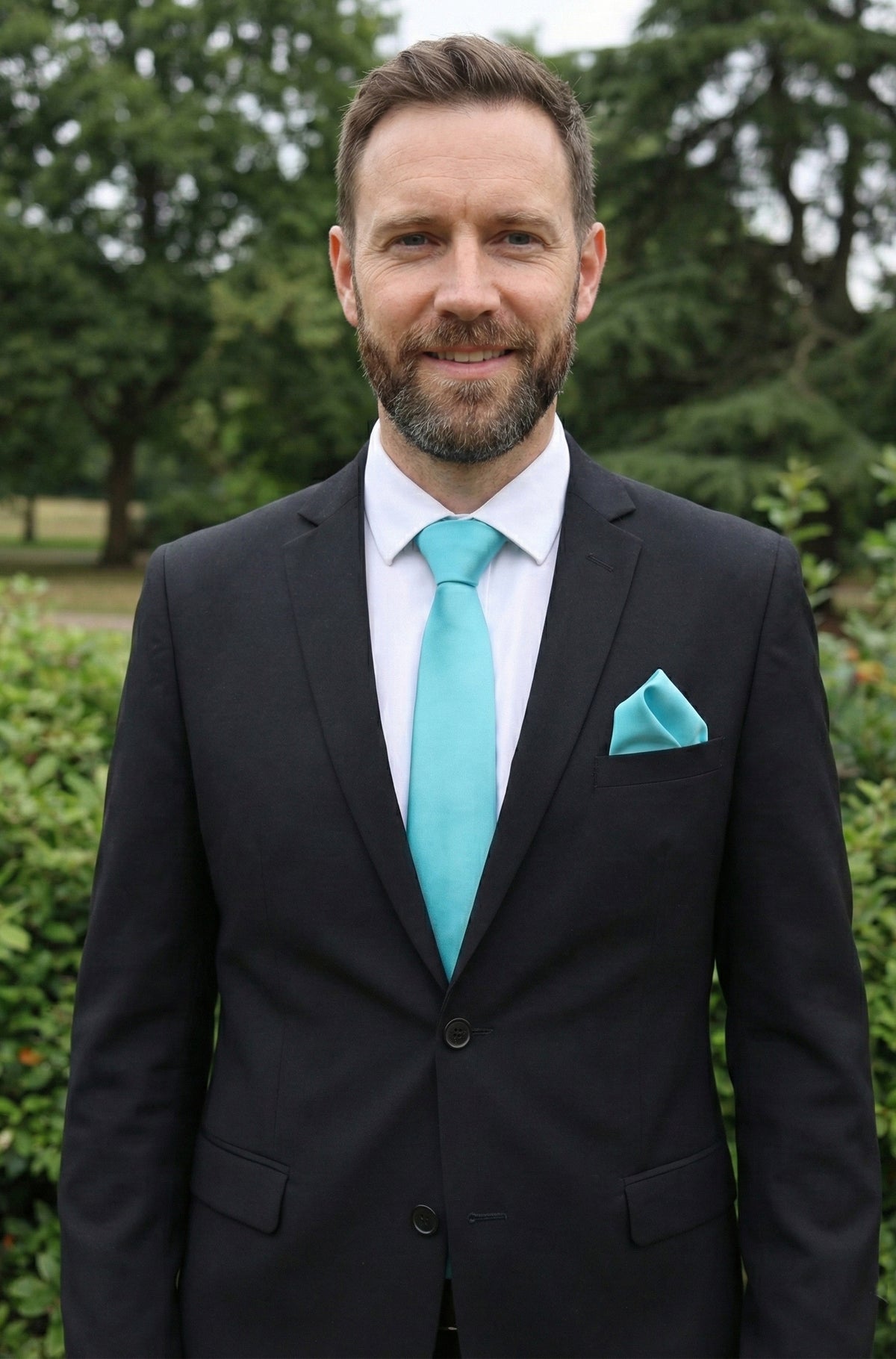 Aqua Turquoise Tie and Pocket Square Set