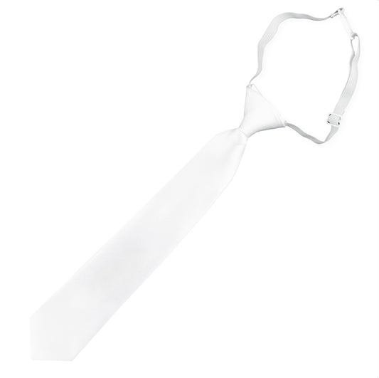 White Junior Boys Elasticated Tie