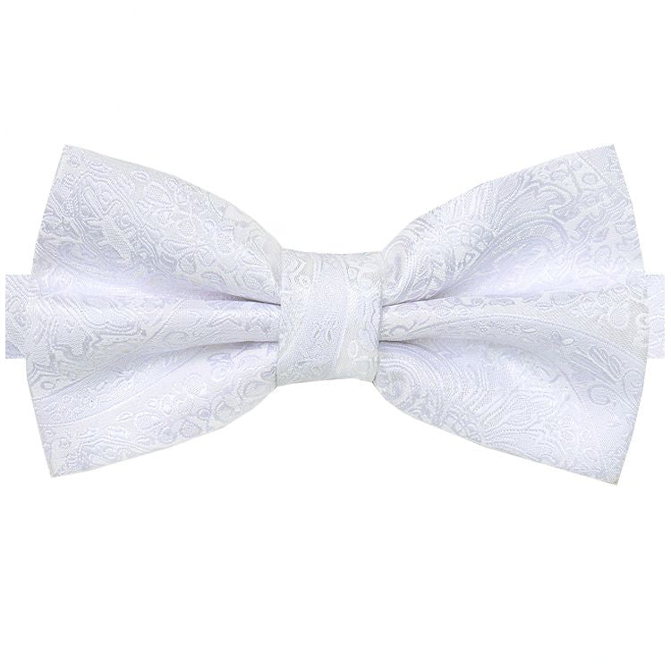 white paisley bow tie