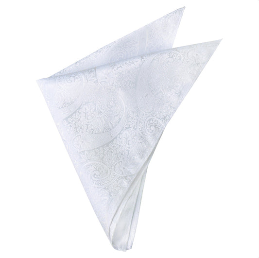 White Paisley Pocket Square