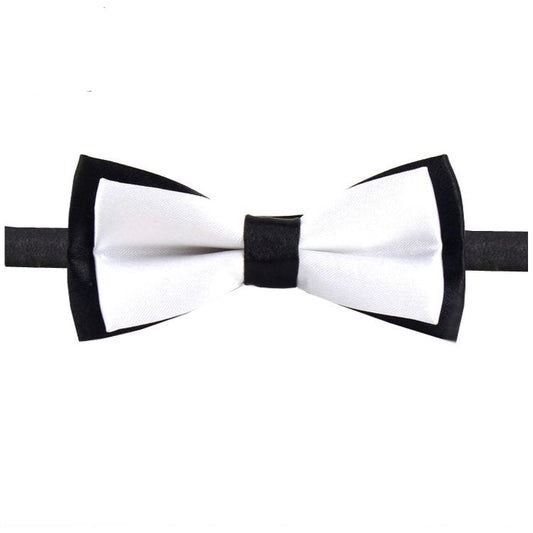 White with Black Back Boy's Bow Tie