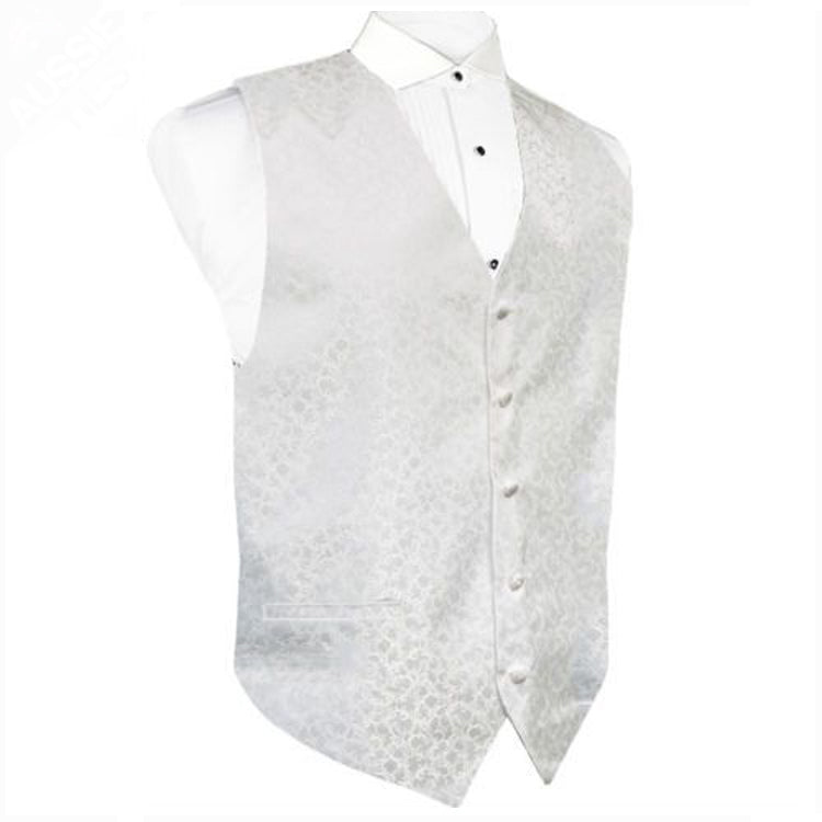 White on White Floral Waistcoat Vest