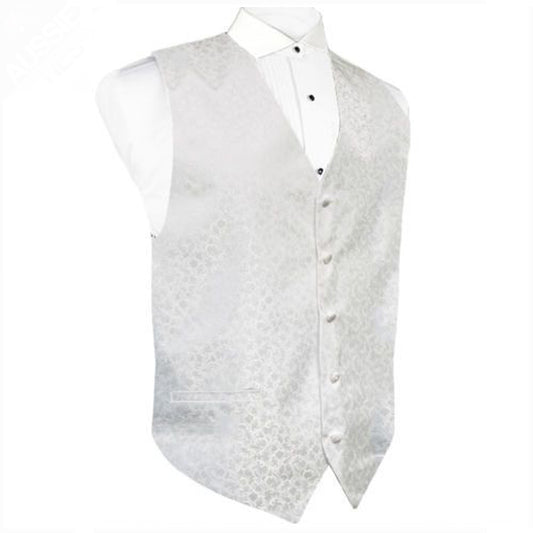 White on White Floral Waistcoat Vest