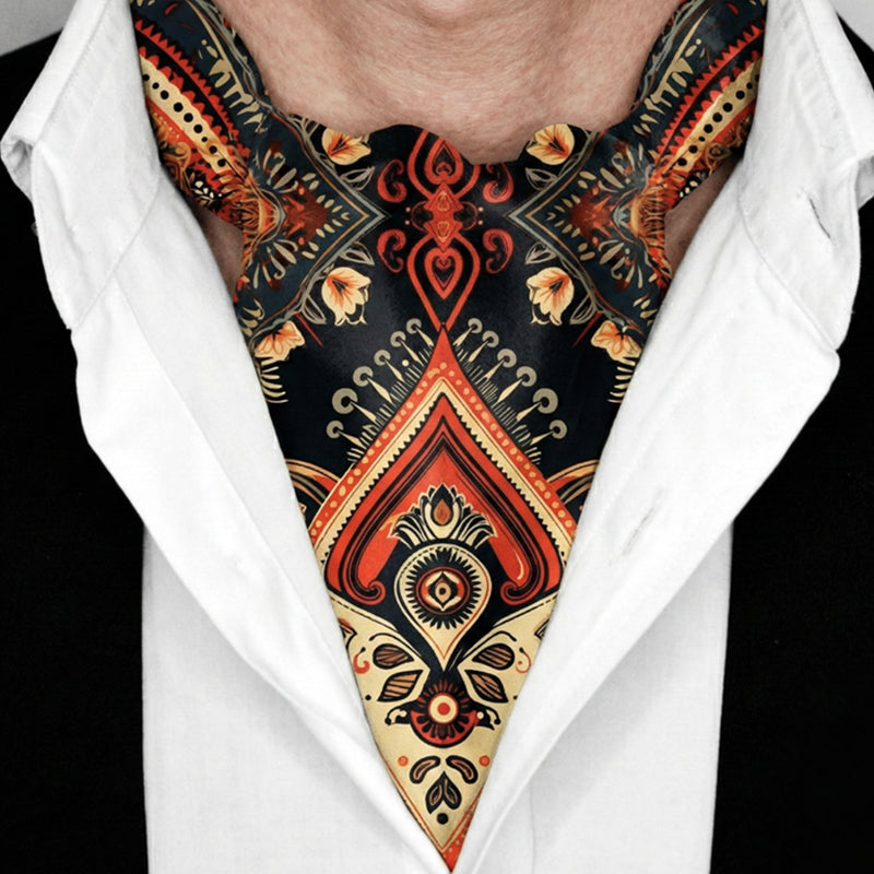 Genuine Silk Winter Mandala Ascot Cravat