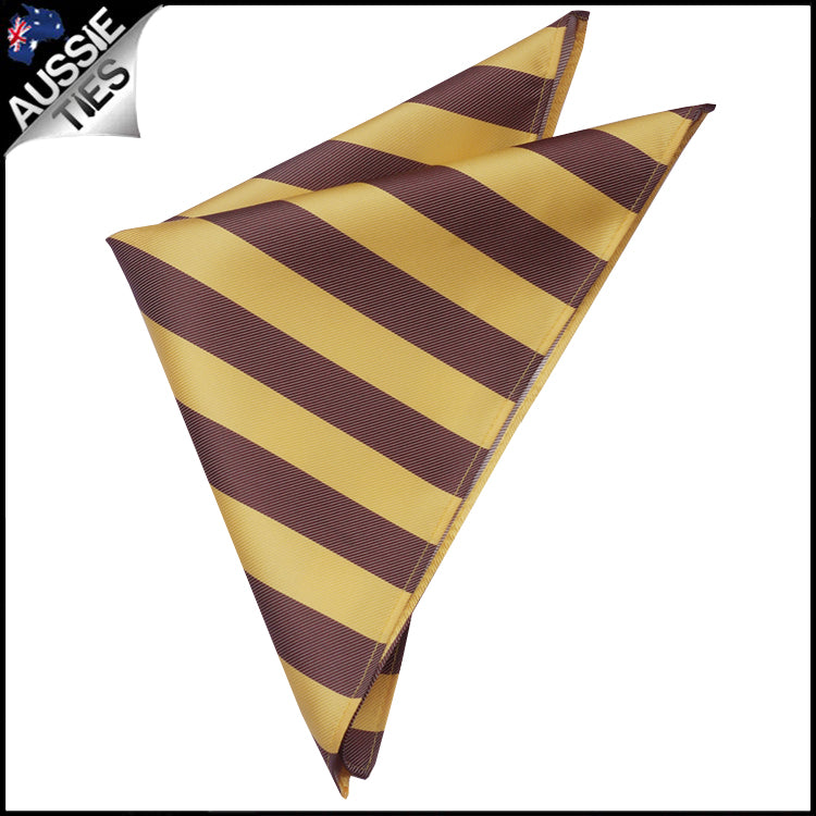 Yellow & Brown Striped Pocket Square 