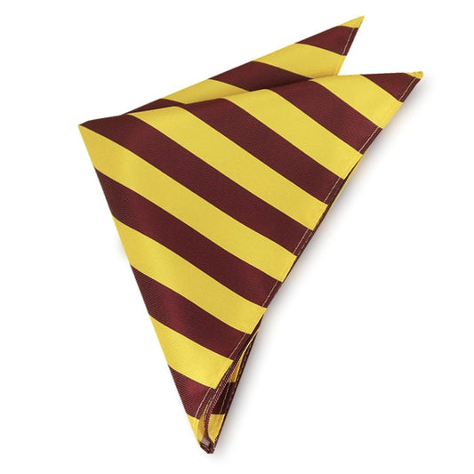 Yellow & Maroon Striped Pocket Square 